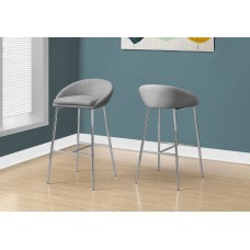 I 2299 BARSTOOL - GREY FABRIC / CHROME BASE / BAR HEIGHT (EXCLUSIVE ONLINE SALE !)