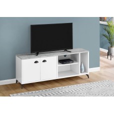 I 2841 TV STAND - 60"L / WHITE / GREY CEMENT-LOOK TOP (EXCLUSIVE ONLINE SALE !)