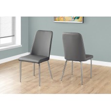 I 1035 DINING CHAIR -  37"H / GREY LEATHER-LOOK / CHROME