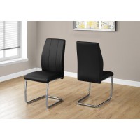 A-6701 Dining Chair-39"H Black Leather-Look Chrome ( In Stock)