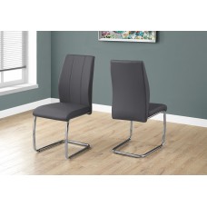 A-7701 Dining chair-39"H Grey Leather-Look/Chrome (Online Only)