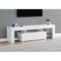 I 3548 TV STAND - 63"L / HIGH GLOSSY WHITE WITH TEMPERED GLASS