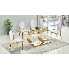CeeCee 72" Clear 12mm.Glass with Gold Base Dining Table (Online Only)