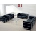 Corbusier -3 Pcs. Set Faux leather upholstery and stainless steel frame. (Online only)