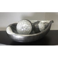 Silver Decorative Bowl with two Spheres. (Floor Model)