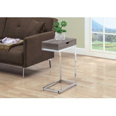 A-4523 Night stand or End Table- Chrome Metal/Dark Taupe With a drawer (Online Only)