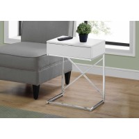 A-0743 End Table 24"H/Glossy White Chrome Metal (Online Only)