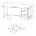 I 7046 Computer Desk-60"L, White/Silver Metal  ( Online Only)
