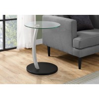 A-9003 Night Stand , End Table- Black/Silver Bentwood with Tempered Glass (Online Only)