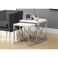 I 3025 NESTING TABLE - 2PCS SET / GLOSSY WHITE / CHROME METAL (EXCLUSIVE ONLINE SALE !)