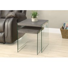 A-3503 Nesting Table-2 Pcs. Set/Dark Taupe/Tempered Glass (Online Only)