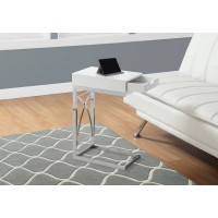 I 3170 ACCENT TABLE - CHROME METAL / GLOSSY WHITE WITH A DRAWER