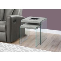 I 3231 NESTING TABLE - 2PCS SET / GREY CEMENT / TEMPERED GLASS (EXCLUSIVE ONLINE SALE !)