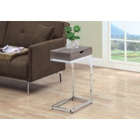 I 3254 ACCENT TABLE - CHROME METAL / DARK TAUPE WITH A DRAWER