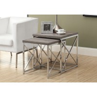 I 3255 NESTING TABLE - 2PCS SET / DARK TAUPE WITH CHROME METAL (EXCLUSIVE ONLINE SALE !)
