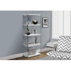A-9823 Bookcase-60"H Glossy White with Tempered Glass (Online only)