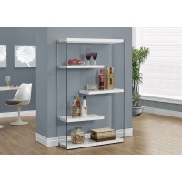 A-0923 Bookcase,Shelf-60"H/ Glossy White with tempered glass (Online Only)
