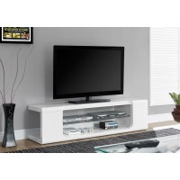 I 3535 TV STAND - 60"L / HIGH GLOSSY WHITE WITH TEMPERED GLASS