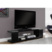 I 3536 TV STAND - 60"L / HIGH GLOSSY BLACK WITH TEMPERED GLASS (EXCLUSIVE ONLINE SALE !)
