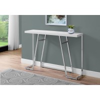 I 3167 ACCENT TABLE - 48"L / GLOSSY WHITE / CHROME METAL
