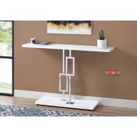 I 3266 ACCENT TABLE - 48"L / GLOSSY WHITE / CHROME METAL
