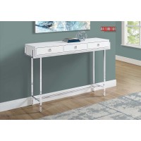 I 3297 ACCENT TABLE - 48"L / GLOSSY WHITE / CHROME METAL (EXCLUSIVE ONLINE SALE !)
