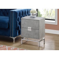 I 3491 NIGHT STAND - 24"H / GREY CEMENT / CHROME METAL (EXCLUSIVE ONLINE SALE !)