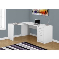 I 7136 Computer Desk-White Corner With Tempered Glass (Online Only)