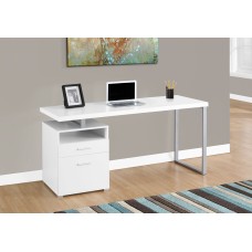 A-4417 Computer Desk-60"L/White/Silver Metal (Online Only)