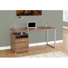 I 7146 Computer Desk-60"L/Walnut/Silver Metal (Online Only )