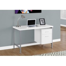 A-9417 Computer Desk-48"L/White/Silver Metal (Online Only)