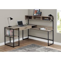 I 7161 Computer Desk -dark Taupe/Black Metal Corner (Online Only)