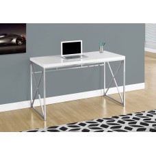 I 7205 COMPUTER DESK - 48"L / GLOSSY WHITE / CHROME METAL (EXCLUSIVE ONLINE SALE !)