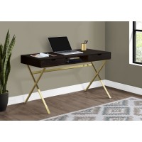 I 7210 Computer Desk-48"L/Espresso/Gold Metal (Online Only)