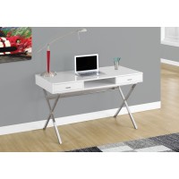 I 7211 COMPUTER DESK - 48"L / GLOSSY WHITE / CHROME METAL (EXCLUSIVE ONLINE SALE !)