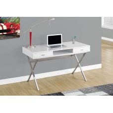 I 7211 Computer Desk-48"L/Glossy White/Chrome Metal (Online Only)