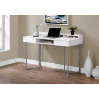 I 7361 Computer Desk-48"L/ White/Silver Metal (Online Only)