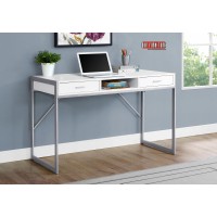 I 7364 Computer Desk-48"L White/ Silver Metal (Online Only)