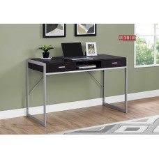 I 7366 Computer Desk-48"L / Espresso/Silver Metal (Online Only)