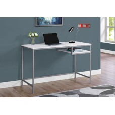 I 7368   Computer Desk-48"L/White/Silver Metal (Online Only)