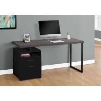 I 7436 Computer Desk-60"L/Black/Grey top/Black Metal (Online Only)