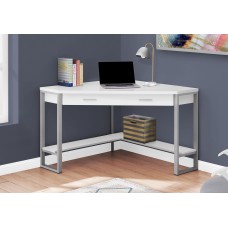 I 7500 Computer Desk-42"L/White Corner/Silver Metal (Online Only)