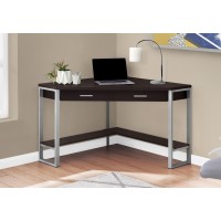 I 7502 Computer Desk-42"L/Espresso Corner/Silver Metal (Online Only)