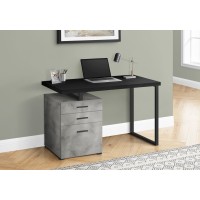 A-7467 Computer Desk-48"L/ Black/Concrete/Black Metal/L/R Face (Online Only)