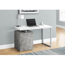 I 7648 Computer Desk-48" L/White/Concrete/Silver Metal/L/R Face (Online Only)