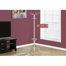 I 2030 COAT RACK - 70"H / WHITE METAL WITH AN UMBRELLA HOLDER (EXCLUSIVE ONLINE SALE !)