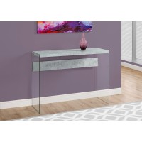 I 3232 ACCENT TABLE - 44"L / GREY CEMENT / TEMPERED GLASS (EXCLUSIVE ONLINE SALE !)
