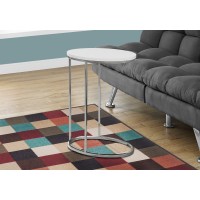 I 3246 ACCENT TABLE - OVAL / GLOSSY WHITE WITH CHROME METAL