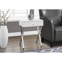 I 3262 ACCENT TABLE - 24"H / GLOSSY WHITE / CHROME METAL