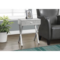 I 3264 ACCENT TABLE - 24"H / GREY CEMENT / CHROME METAL (EXCLUSIVE ONLINE SALE !)